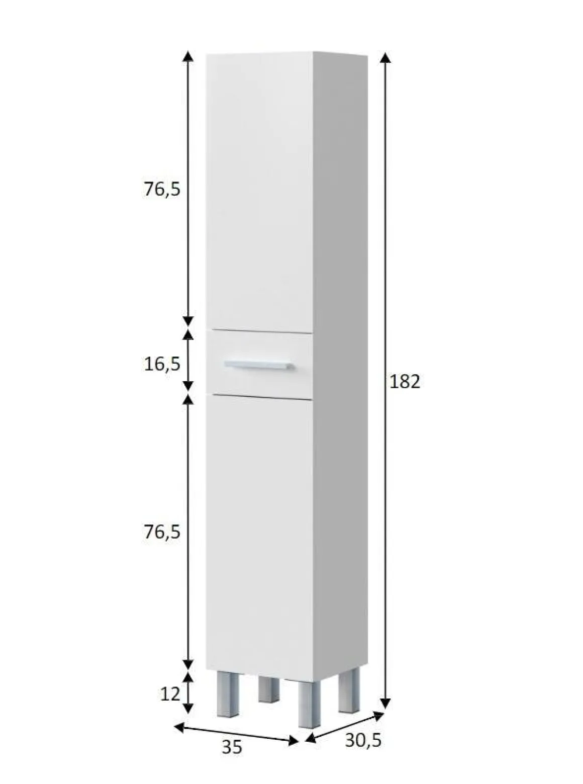 Colonna 2 ante minimal 35x182h cm bianco lucido - Alka