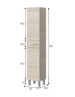 Mobili Colonna|Bagno > Dmora Colonna 2 ante minimal 35x182h cm rovere - Alka Marrone Rovere