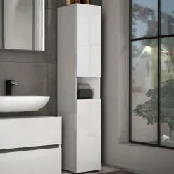 Colonna 2 ante 34x180h cm bianco lucido - Volpetta