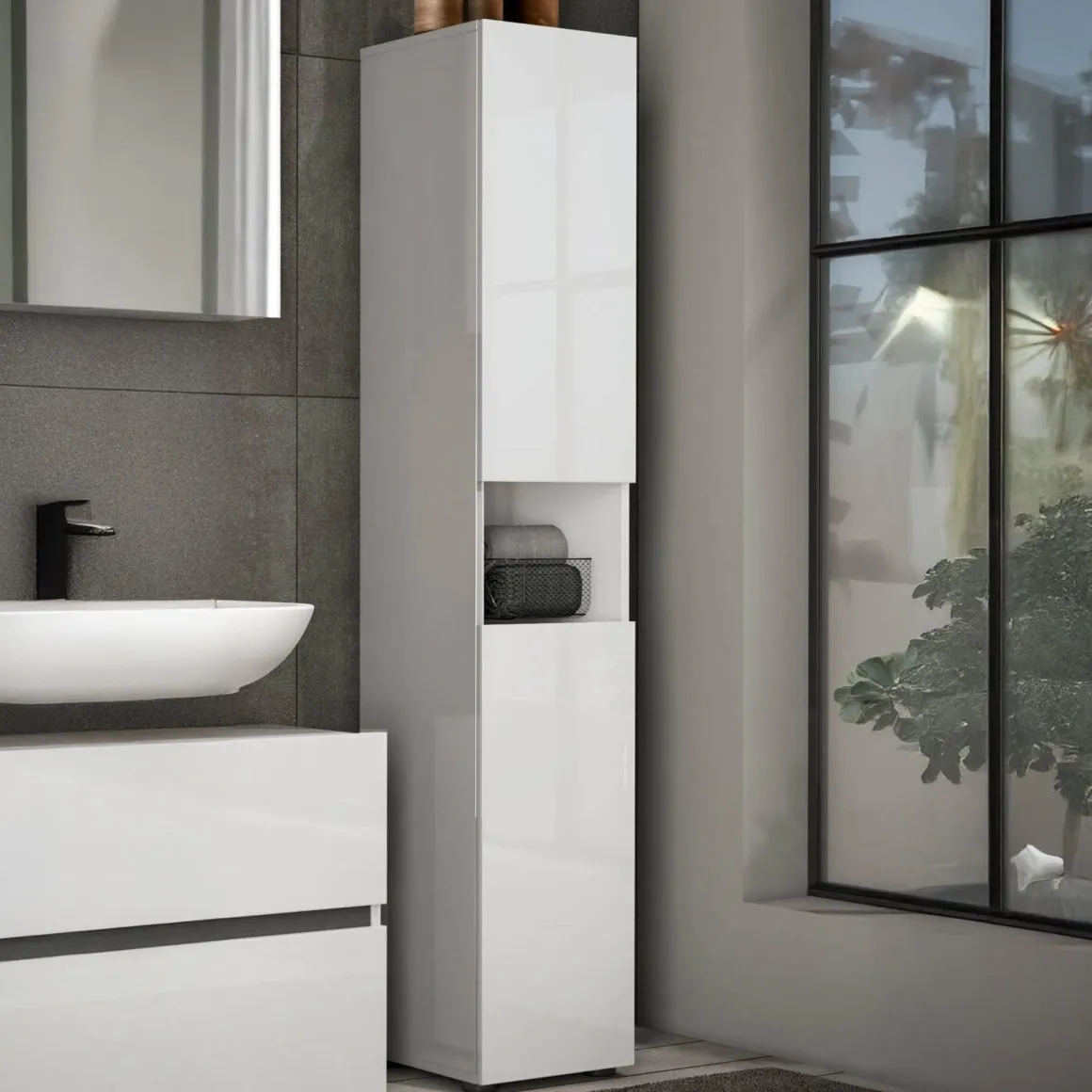 Colonna 2 ante 34x180h cm bianco lucido - Volpetta