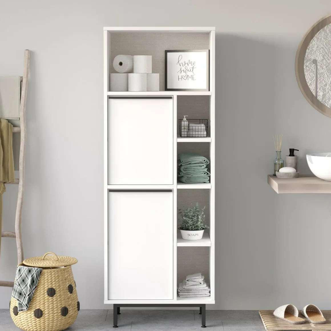 Colonna 2 ante 160x45h cm bianco - Merbok