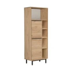 Mobili Colonna > Dmora Colonna bagno in legno 2 ante 160x45h cm noce - Merbok Marrone Noce