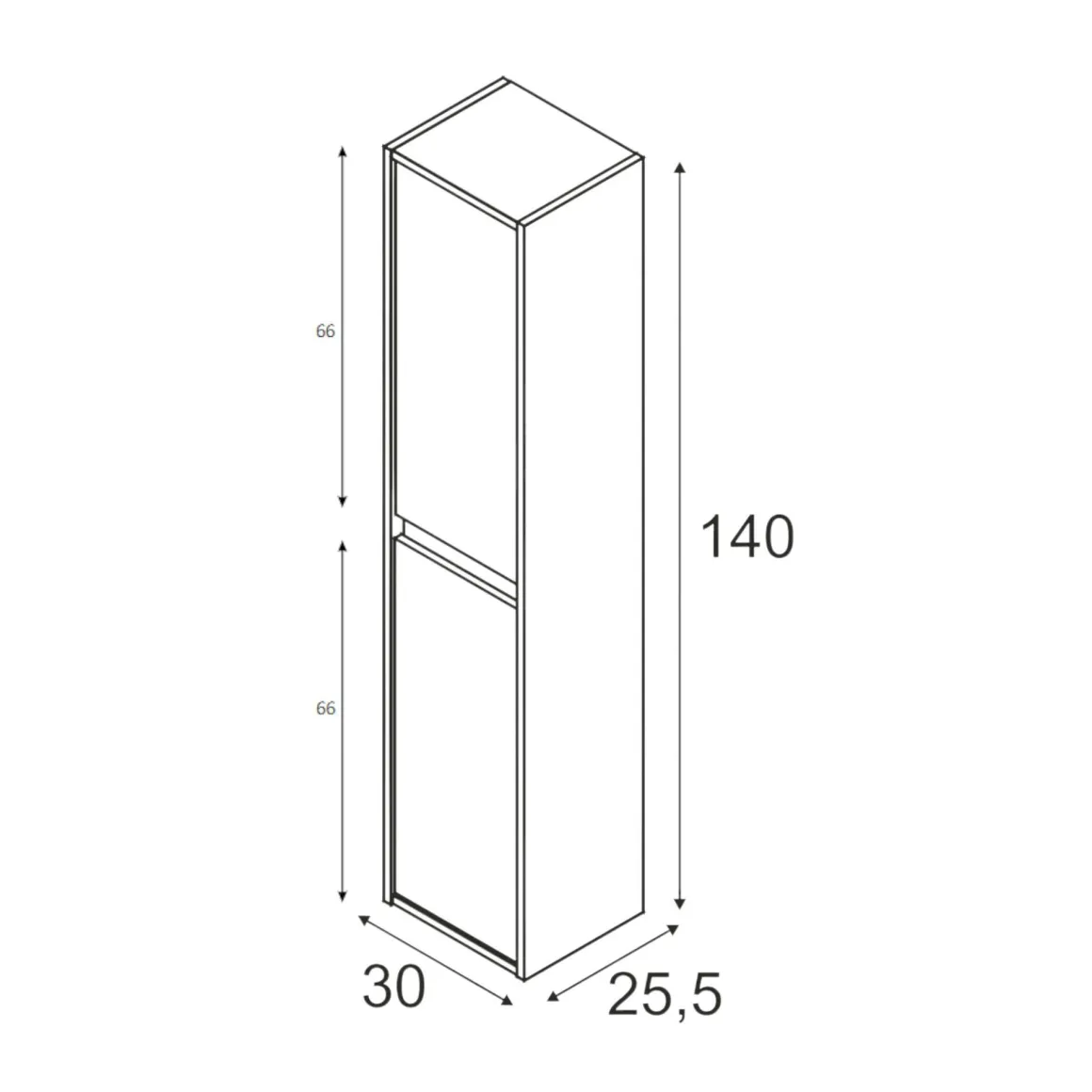Colonna bagno sospesa 2 ante 30x140h cm rovere - Aladin
