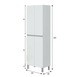 Mobili Colonna > Dmora Colonna lavanderia 4 ante 60x182h cm - Fabian Bianco Lucido
