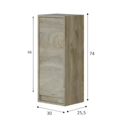 Bagno|Lavanderia > Dmora Colonna piccola sospesa bagno 30x74h cm rovere - Anabella Marrone Rovere