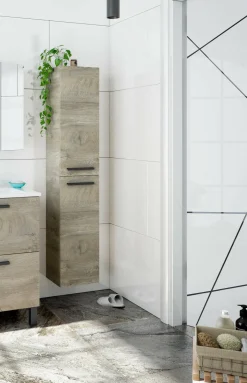 Mobili Colonna|Bagno > Dmora Colonna sospesa bagno 2 ante 30x150h cm rovere - Notte Marrone Quercia