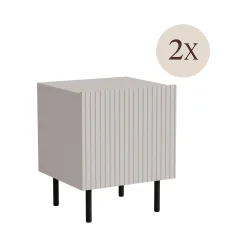 Comodino 1 anta beige 44x40x51h cm - Set di 2 comodini Livraga