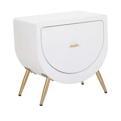 Comodino 1 anta bianco e oro 50x32x50h cm - Suze