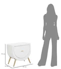 Comodino 1 anta bianco e oro 50x32x50h cm - Suze