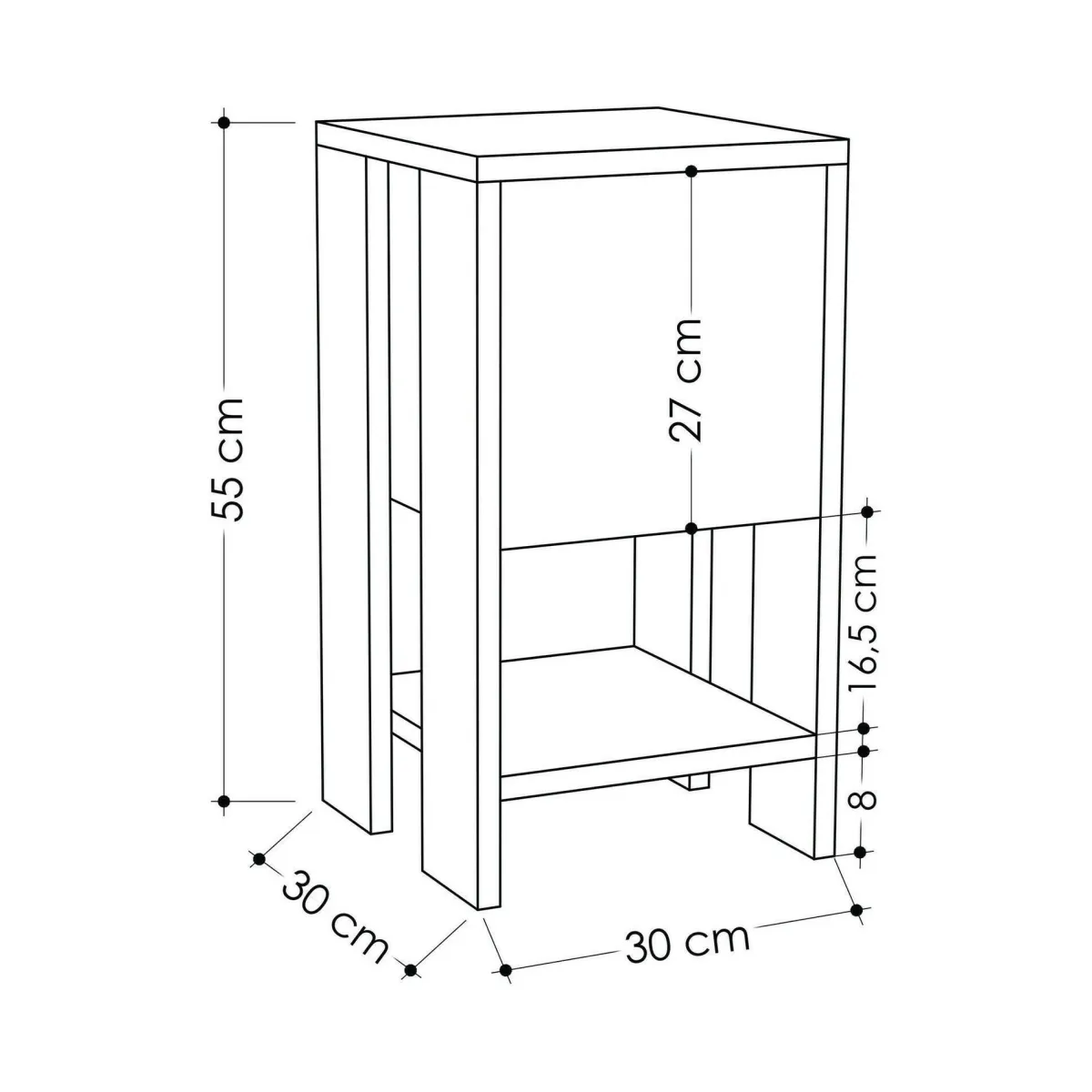 Comodini|Camera Da Letto > Dmora Comodino 1 anta bianco e tortora 30x30x55h cm - Filippa Grigio, Bianco Tortora