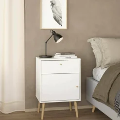 Comodini > Dmora Comodino 1 anta 50x39x72h cm - Antenati Bianco