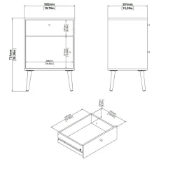 Comodini > Dmora Comodino 1 anta 50x39x72h cm - Antenati Bianco