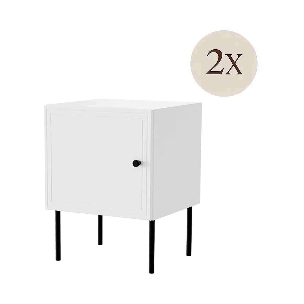Comodino 1 anta bianco 45x39x59h cm - Set di 2 comodini Crecchio