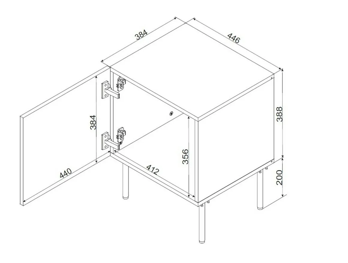 Comodino 1 anta bianco 45x39x59h cm - Set di 2 comodini Crecchio