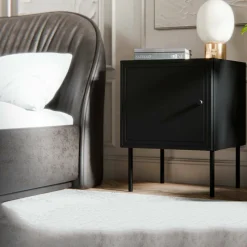 Comodini > Dmora Comodino 1 anta 47x40x44h cm - Set di 2 comodini Revo Nero