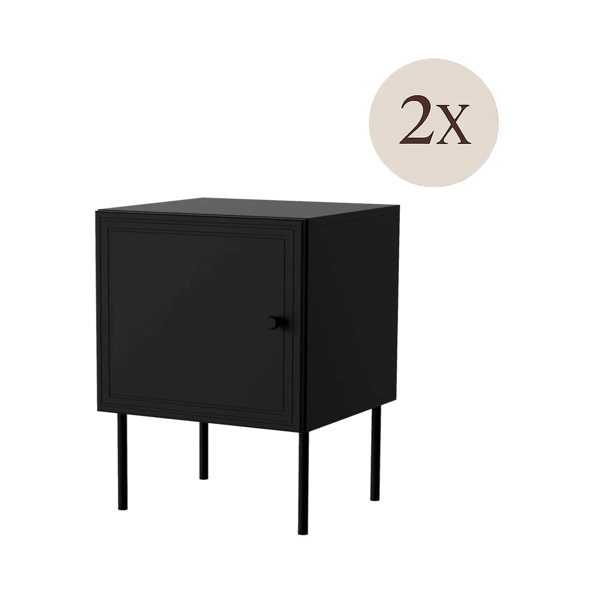 Comodini > Dmora Comodino 1 anta 47x40x44h cm - Set di 2 comodini Revo Nero