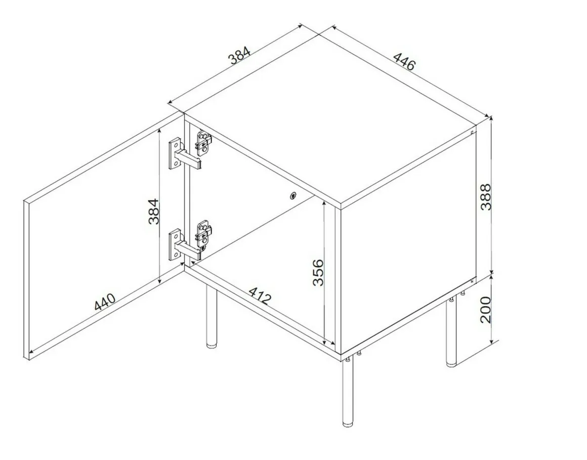 Comodini > Dmora Comodino 1 anta 47x40x44h cm - Set di 2 comodini Revo Nero
