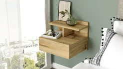 Comodini|Camera Da Letto > Dmora Comodino a parete quercia 40x35x32h cm - Aviatico Marrone Quercia