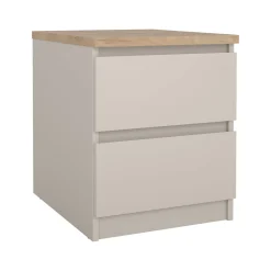 Comodini > Dmora Comodino 2 Cassetti un Ripiano 54x40x56h cm, Apertura Scorrevole - Gasalisa Beige