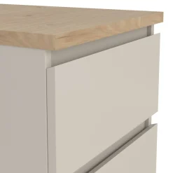 Comodini > Dmora Comodino 2 Cassetti un Ripiano 54x40x56h cm, Apertura Scorrevole - Gasalisa Beige