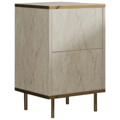 Comodini > Dmora Comodino Beige Marmo oro un Ripiano Apertura Battente 40x35x60h cm, Un'anta - Vestone Oro, Beige Marmo