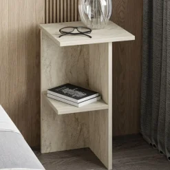 Comodino Beige Marmo un Ripiano Colore Ripiano Beige 36x36x60h cm, Sfumatura Colore Struttura Marmo - Roaschia