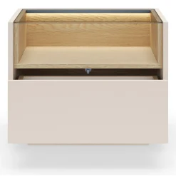 Comodini > Dmora Comodino Beige Marrone Rovere un Cassetto 2 Ripiani 53x40x43h cm, Apertura Push-pull - Veirra Marrone Rovere, Beige