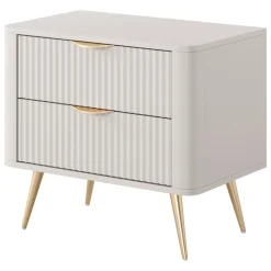 Comodini > Dmora Comodino Beige oro 2 Cassetti un Ripiano 63x38x55h cm, Apertura Scorrevole - Baari Oro, Beige