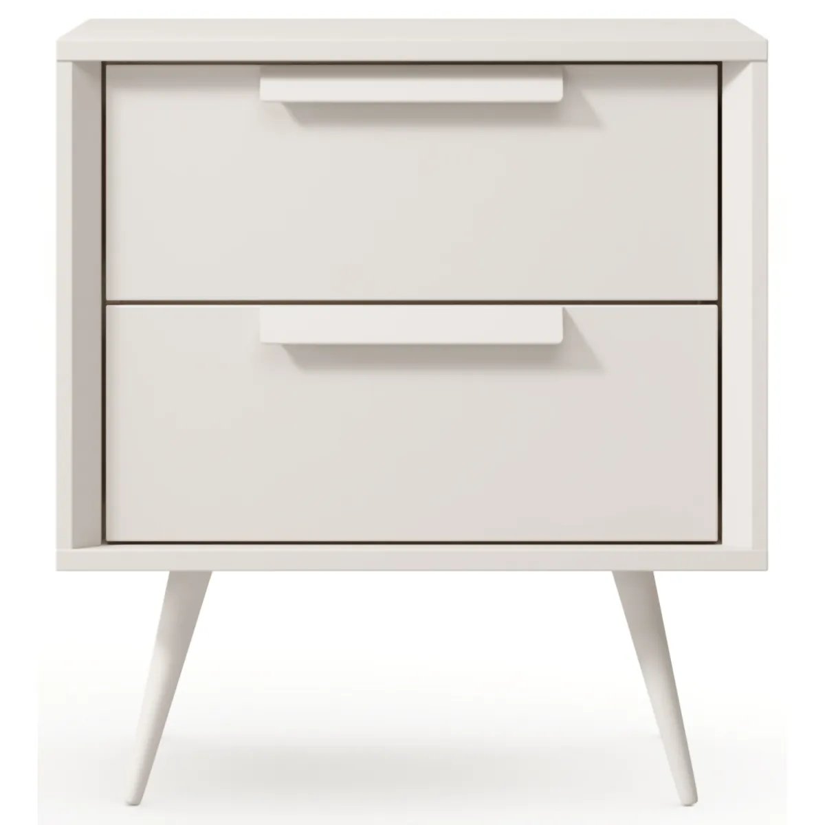 Comodini > Dmora Comodino 2 Cassetti un Ripiano 52x40x57h cm, Apertura Scorrevole - Garo Bianco Cashmere