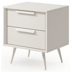 Comodini > Dmora Comodino 2 Cassetti un Ripiano 52x40x57h cm, Apertura Scorrevole - Garo Bianco Cashmere