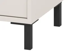 Comodini > Dmora Comodino Bianco Crema Nero un Ripiano 2 Cassetti 48x40x52h cm, Apertura Scorrevole - Clanezzo Nero, Bianco Crema