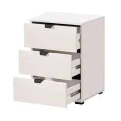 Comodino Bianco Crema Nero un Ripiano 3 Cassetti 45x40x63h cm, Apertura Scorrevole - Talana
