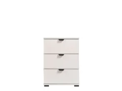 Comodino Bianco Crema Nero un Ripiano 3 Cassetti 45x40x63h cm, Apertura Scorrevole - Talana