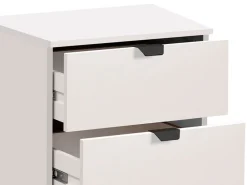 Comodino Bianco Crema Nero un Ripiano 3 Cassetti 45x40x63h cm, Apertura Scorrevole - Talana