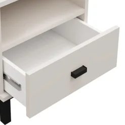 Comodini > Dmora Comodino un Cassetto 2 Ripiani 39x35x45h cm, Apertura Scorrevole - Ghadam Bianco Crema