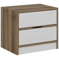 Comodino Bianco Marrone Noce 4 Cassetti Apertura Scorrevole 54x40x47h cm, Chiusura Scorrevole - Legnago