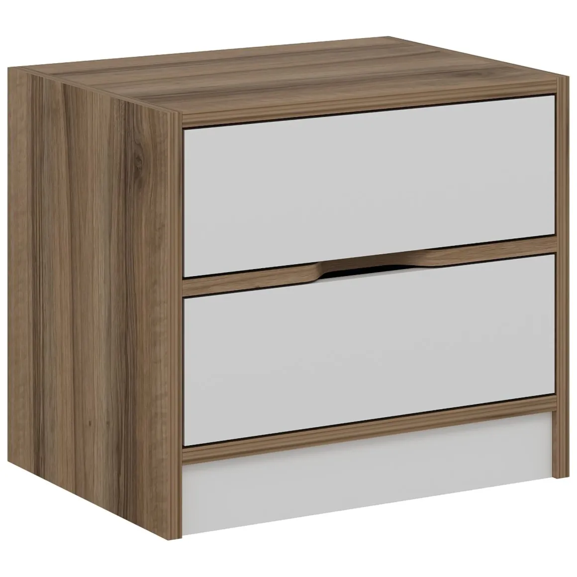 Comodino Bianco Marrone Noce 4 Cassetti Apertura Scorrevole 54x40x47h cm, Chiusura Scorrevole - Legnago