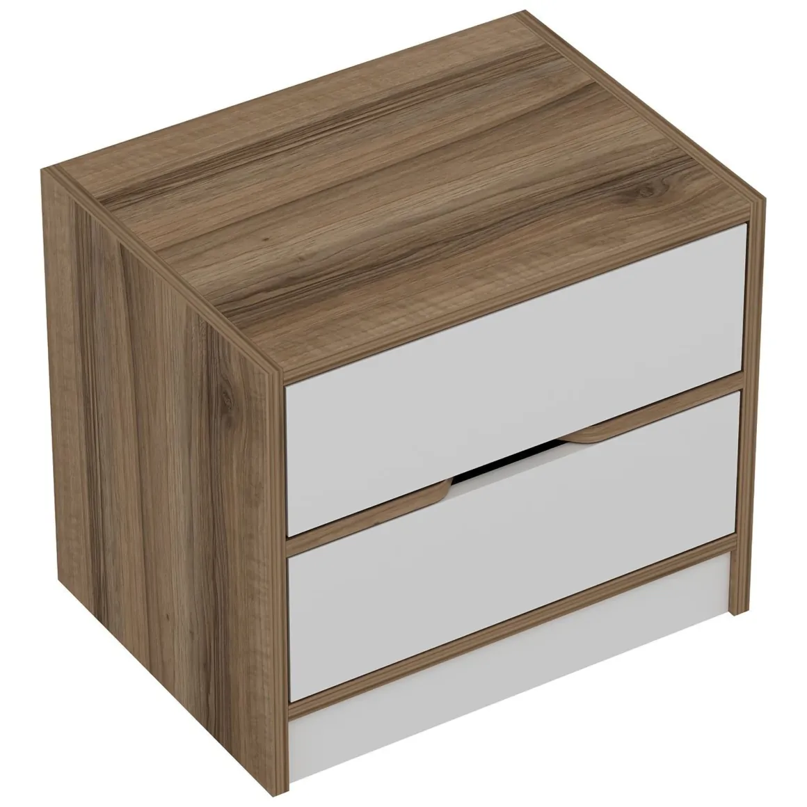 Comodino Bianco Marrone Noce 4 Cassetti Apertura Scorrevole 54x40x47h cm, Chiusura Scorrevole - Legnago
