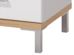 Comodino Bianco Marrone Rovere 3 Cassetti un Ripiano 45x40x69h cm, Apertura Scorrevole - Savino