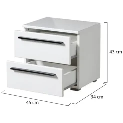 Comodini > Dmora Comodino Bianco Nero 2 Cassetti un Ripiano 44.5x33.5x42.5h cm, Apertura Scorrevole - Mosso Nero, Bianco