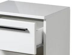 Comodini > Dmora Comodino Bianco Nero 2 Cassetti un Ripiano 44.5x33.5x42.5h cm, Apertura Scorrevole - Mosso Nero, Bianco