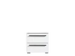 Comodini > Dmora Comodino Bianco Nero 2 Cassetti un Ripiano 44.5x33.5x42.5h cm, Apertura Scorrevole - Mosso Nero, Bianco