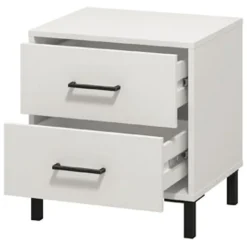 Comodini > Dmora Comodino Bianco Nero un Ripiano 2 Cassetti 48x40x55h cm, Apertura Scorrevole - Combatte Nero, Bianco
