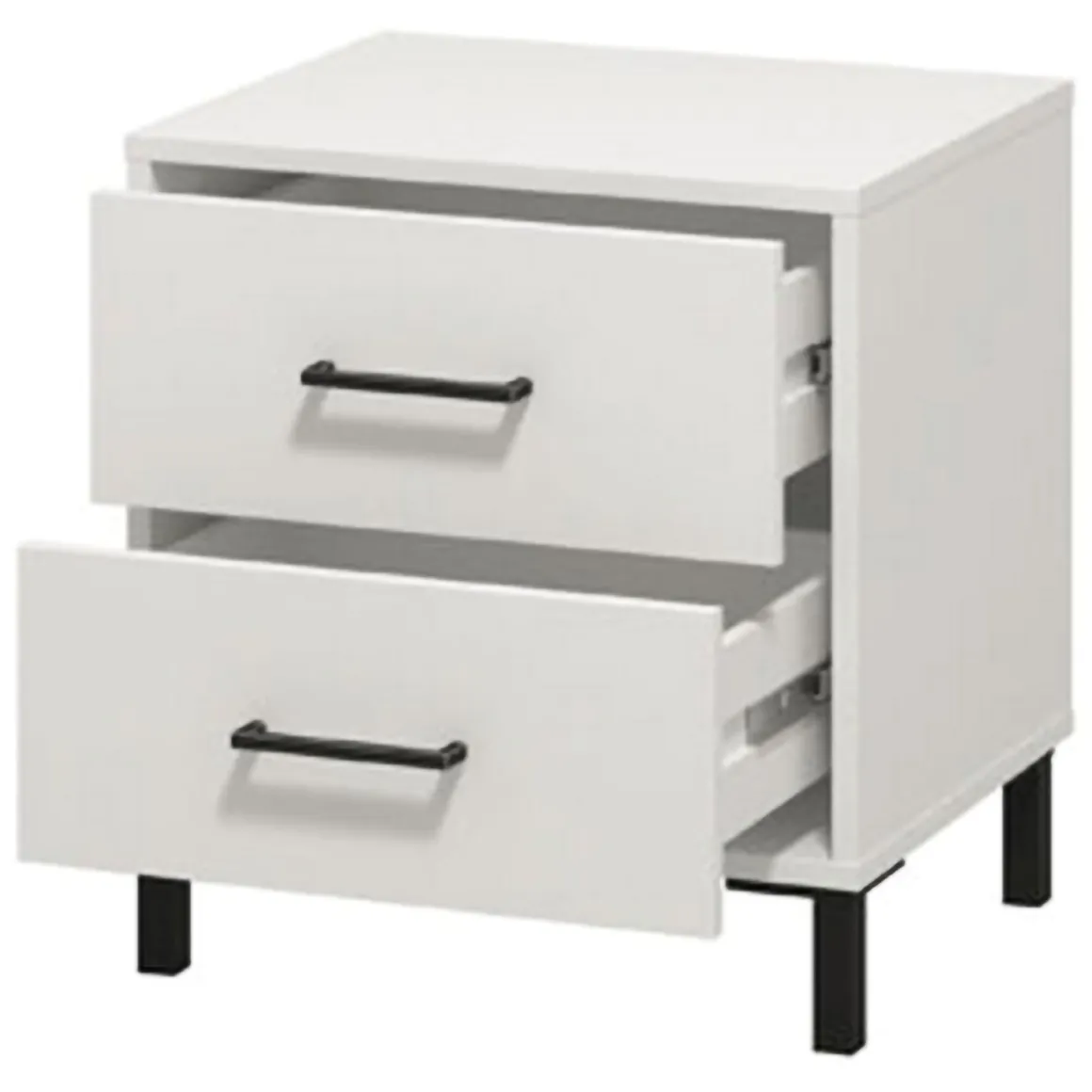 Comodini > Dmora Comodino Bianco Nero un Ripiano 2 Cassetti 48x40x55h cm, Apertura Scorrevole - Combatte Nero, Bianco