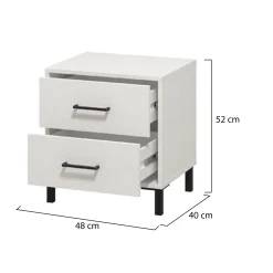 Comodini > Dmora Comodino Bianco Nero un Ripiano 2 Cassetti 48x40x55h cm, Apertura Scorrevole - Combatte Nero, Bianco