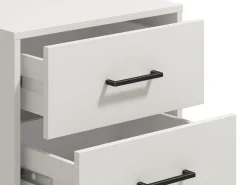 Comodini > Dmora Comodino Bianco Nero un Ripiano 2 Cassetti 48x40x55h cm, Apertura Scorrevole - Combatte Nero, Bianco