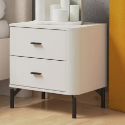 Comodini > Dmora Comodino Bianco Nero un Ripiano 3 Cassetti 45x40x63h cm, Apertura Scorrevole - Talana Nero, Bianco