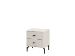 Comodino Bianco Nero un Ripiano 2 Cassetti 51.5x40x56h cm, Apertura Scorrevole - Salara