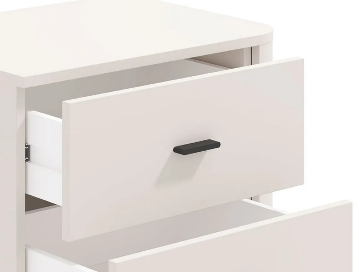 Comodino Bianco Nero un Ripiano 2 Cassetti 51.5x40x56h cm, Apertura Scorrevole - Salara