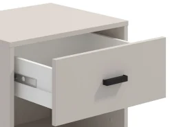 Comodino Bianco Nero un Ripiano un Cassetto 48x40x52h cm, Apertura Scorrevole - Cavaglia